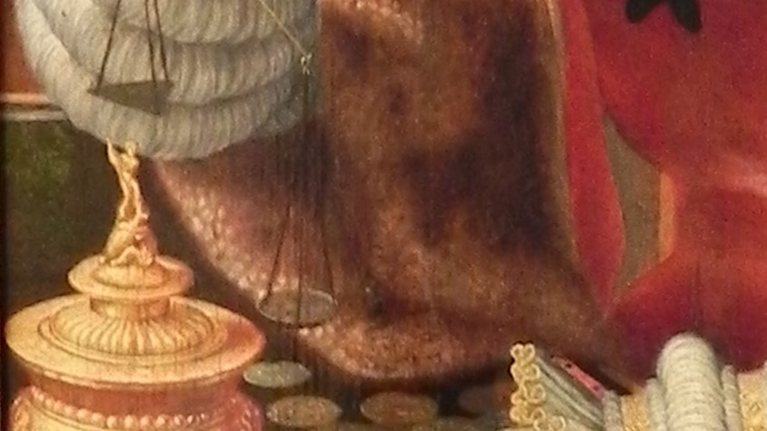 Ян Сандерс ван Хемессен. Женщина, взвешивающая монеты (фрагмент) Около 1530
