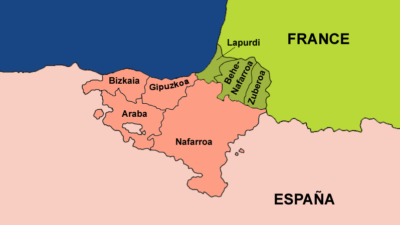 Территории расселения басков в Испании и Франции