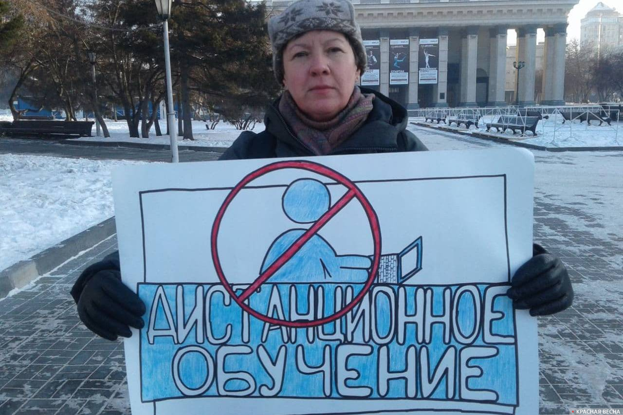 Пикет против дистанционного образования в Новосибирске