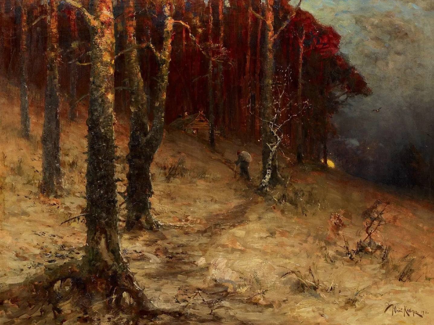 Юлий Клевер. Сборщица хвороста на краю леса. 1911