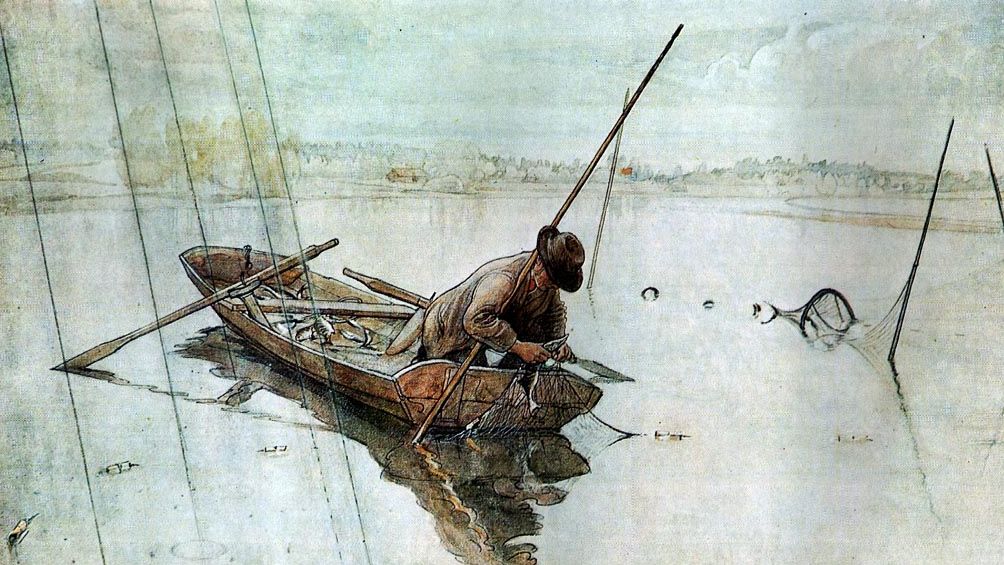 Карл Ларссон. Рыбалка (фрагмент). 1905