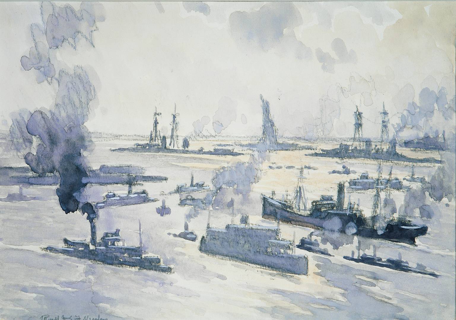 Джозеф Пеннелл. Военные корабли в бухте. 1923