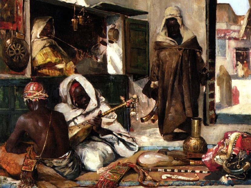Дьюла Торнай. Торговец оружием в Танжере (фрагмент). 1890