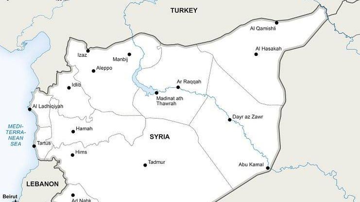 Граница Сирии и Турции на карте