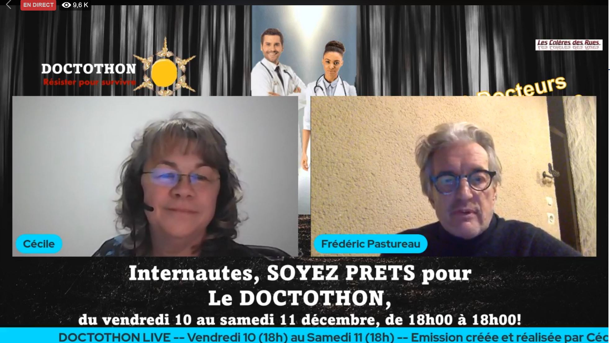 Скриншот страницы пользователя Les Colères des Rues 2.0 в Facebook с прямой трансляцией проекта Doctothon 10 декабря 2021 года.