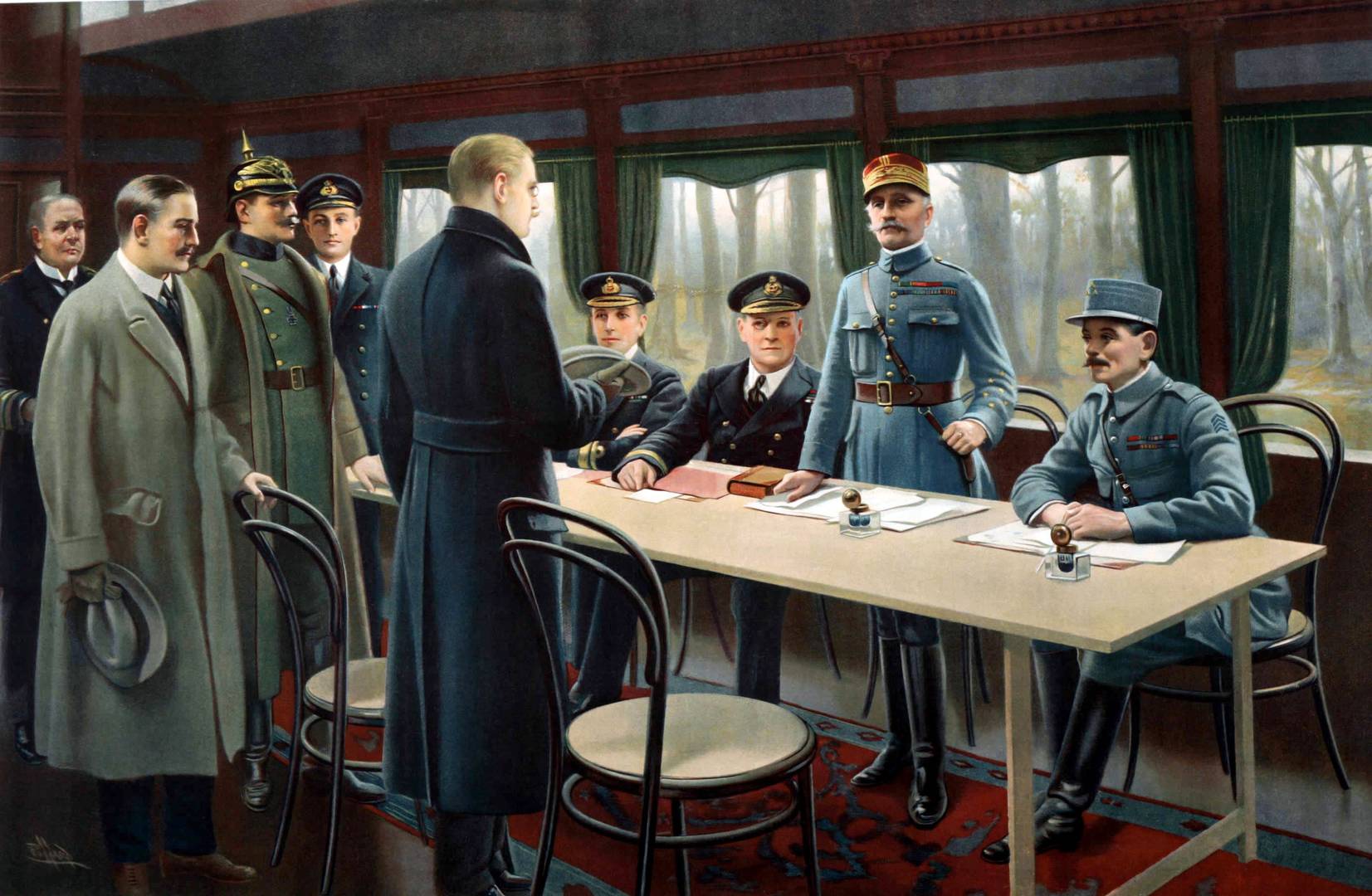 Соглашения о перемирии 11 ноября 1918 года в железнодорожном салоне в Компьенском лесу