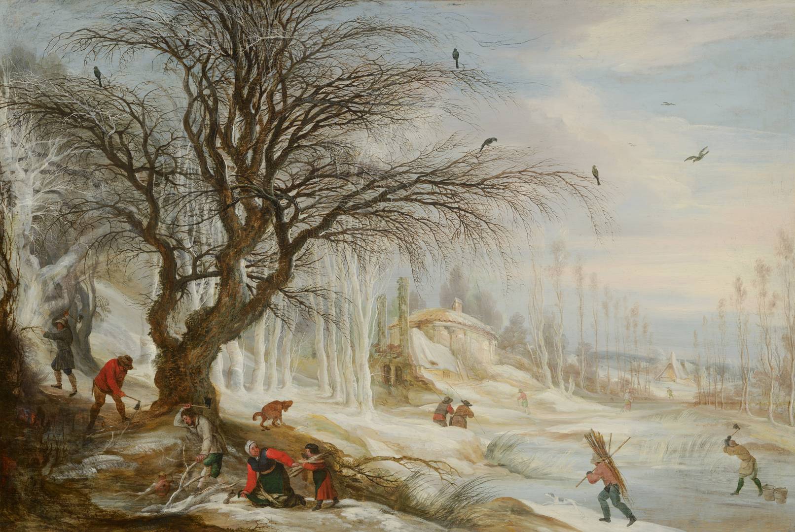 Гейсбрехт Лейтенс. Зимний пейзаж с собирателями хвороста. После 1617