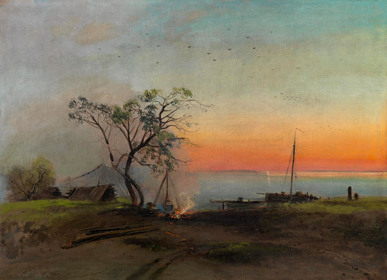 Рыбаки на Волге, 1872 г. Алексей Саврасов