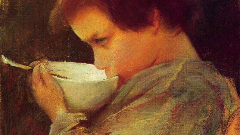 Мэри Кассат. Ребенок пьет молоко (фрагмент). 1868