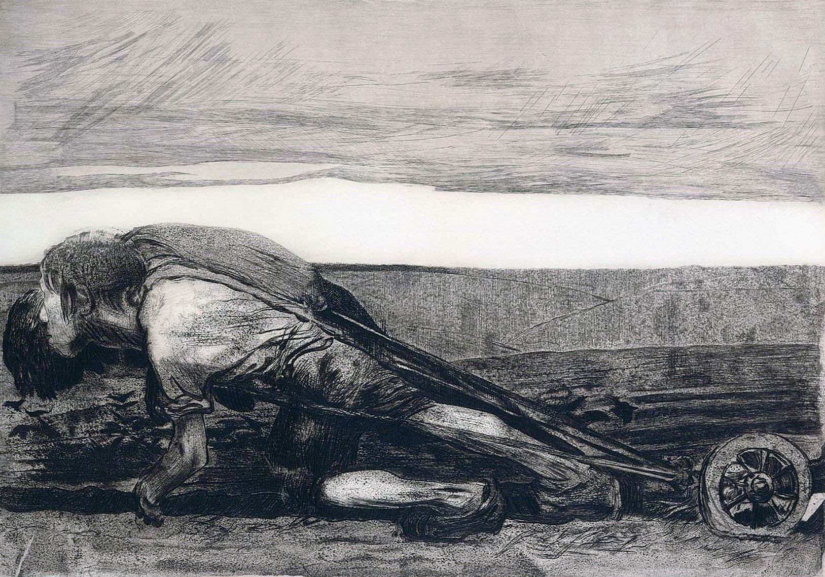 Кете Кольвиц. Крестьянская война, гравюра 1. Земледелец. 1907