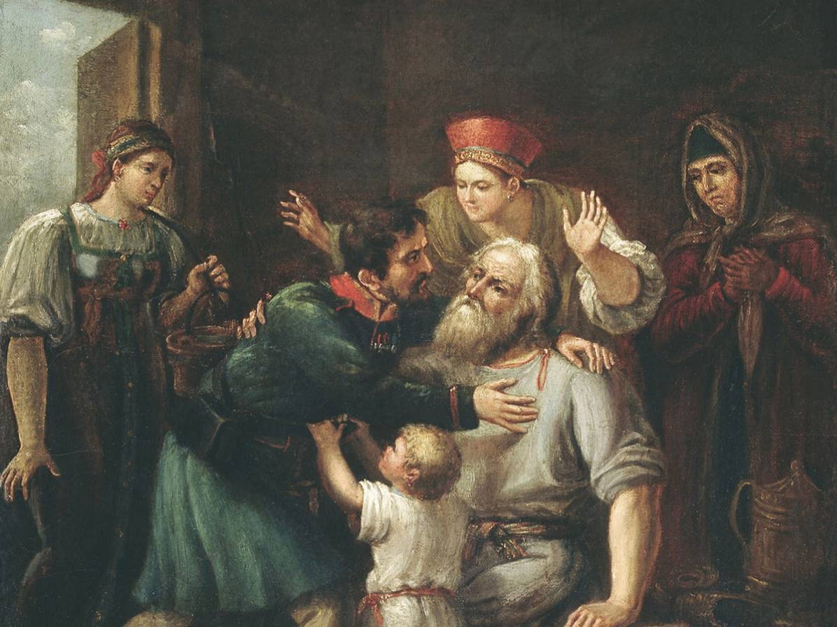Иван Лучанинов. Возвращение ратника в своё семейство (фрагмент). 1815