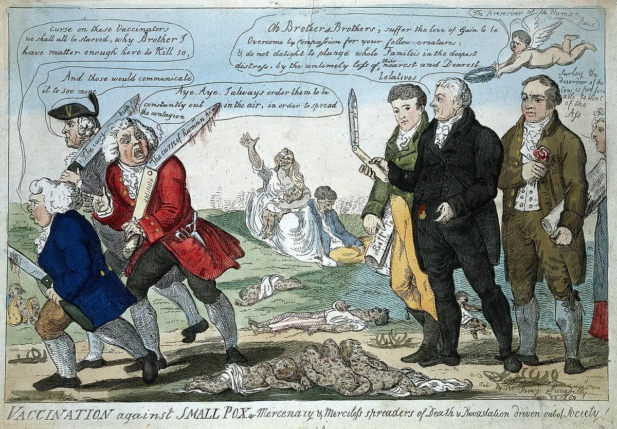 Вакцинация, карикатура 1808 г.