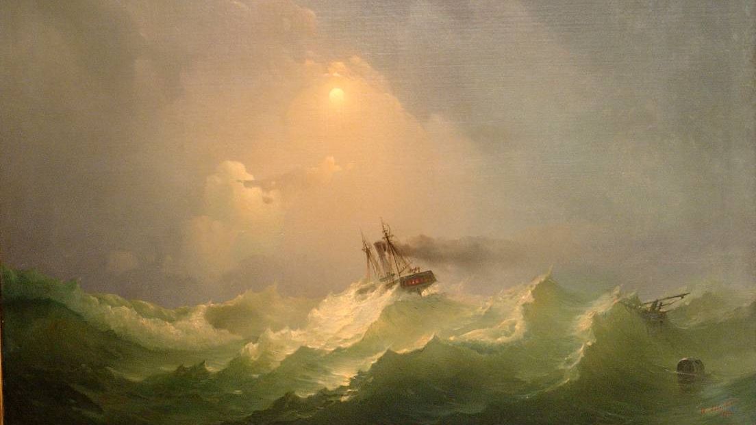А. М. Дорогов. Корабль в бурю. 1848