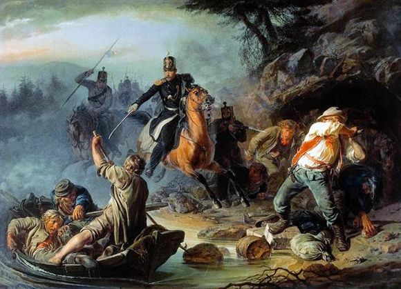 Василий Худяков. Стычка с финляндскими контабандистами. 1853