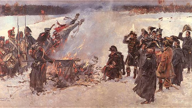 Войцех Коссак. Березина. Сожжение знамён (фрагмент). 1895