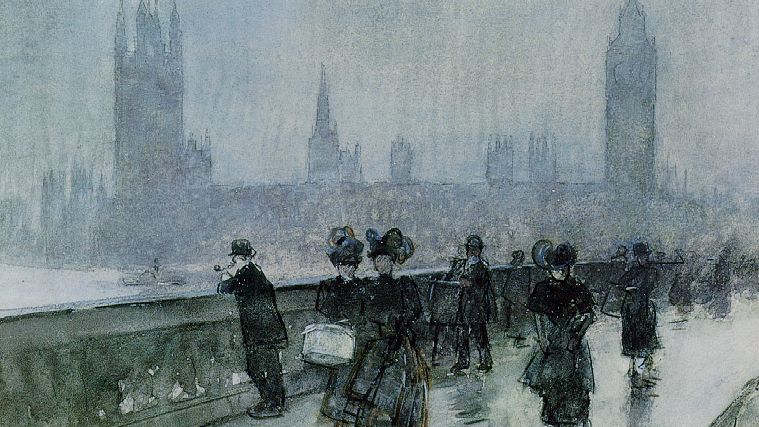 Чайльд Гассам. Вестминстерский мост. Лондон. 1898 год (фрагмент) 