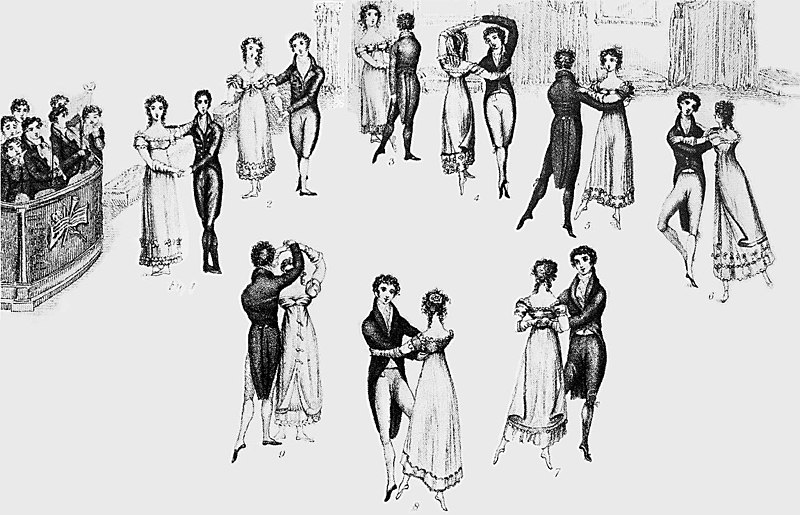 Неизвестный гравер Танцующие вальс 1816 год.