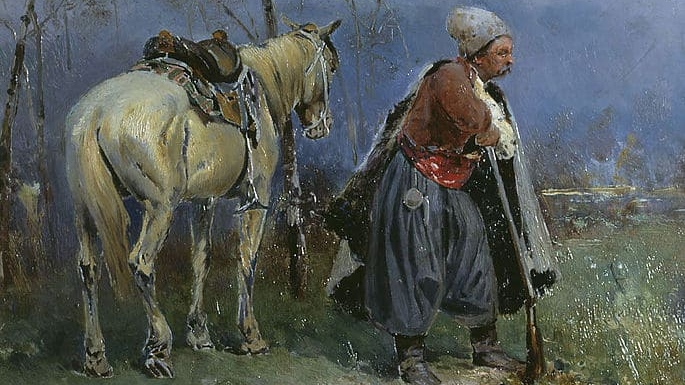 Сергей Васильковский. Казак в дозоре. 1899