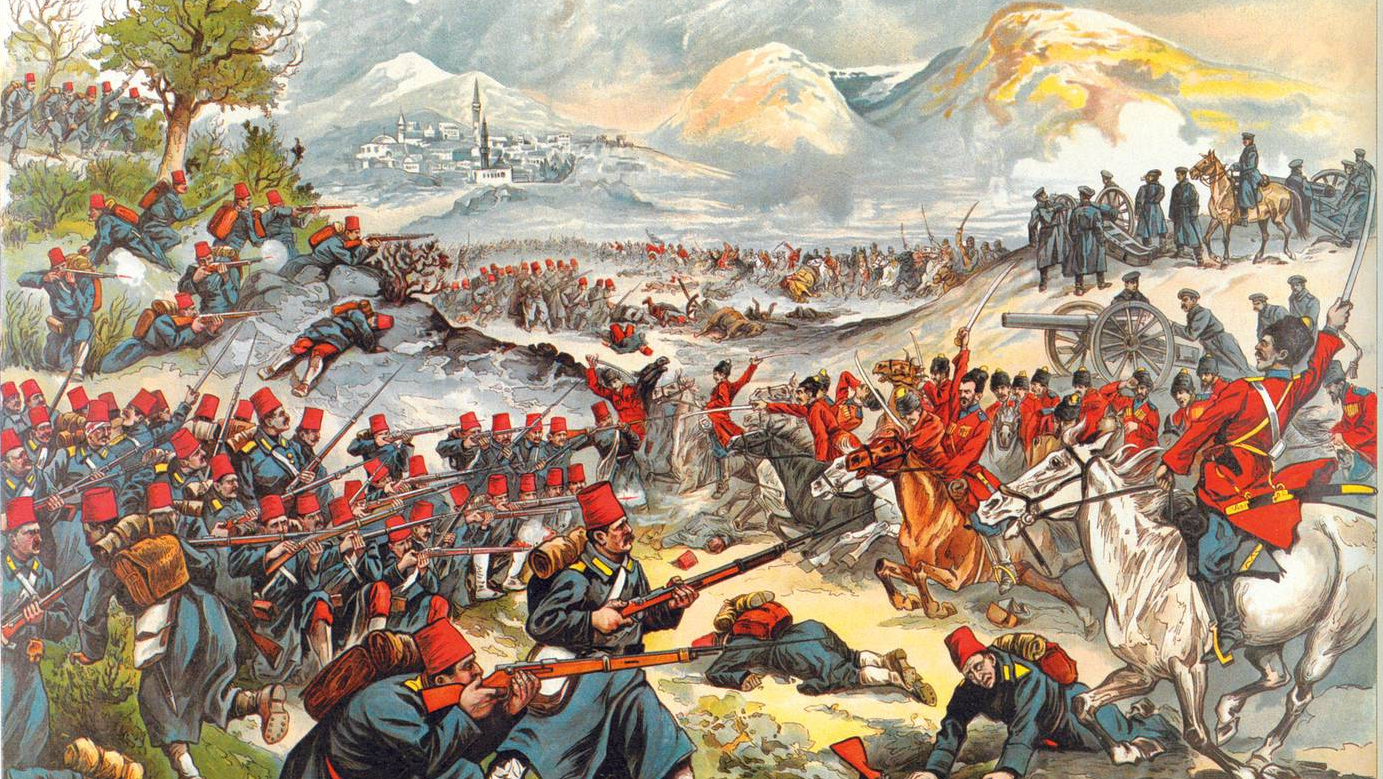 Разгром турецкой армии под Сарыкамышем. Военный лубок. 1915