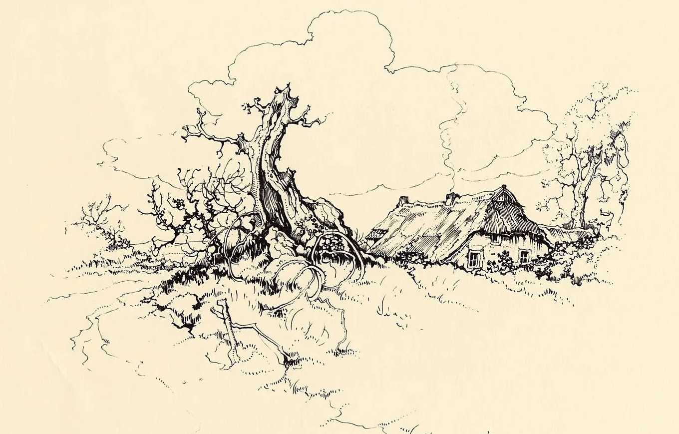 Антон Пик. Пейзаж со сломанным деревом (фрагмент). 1930-е