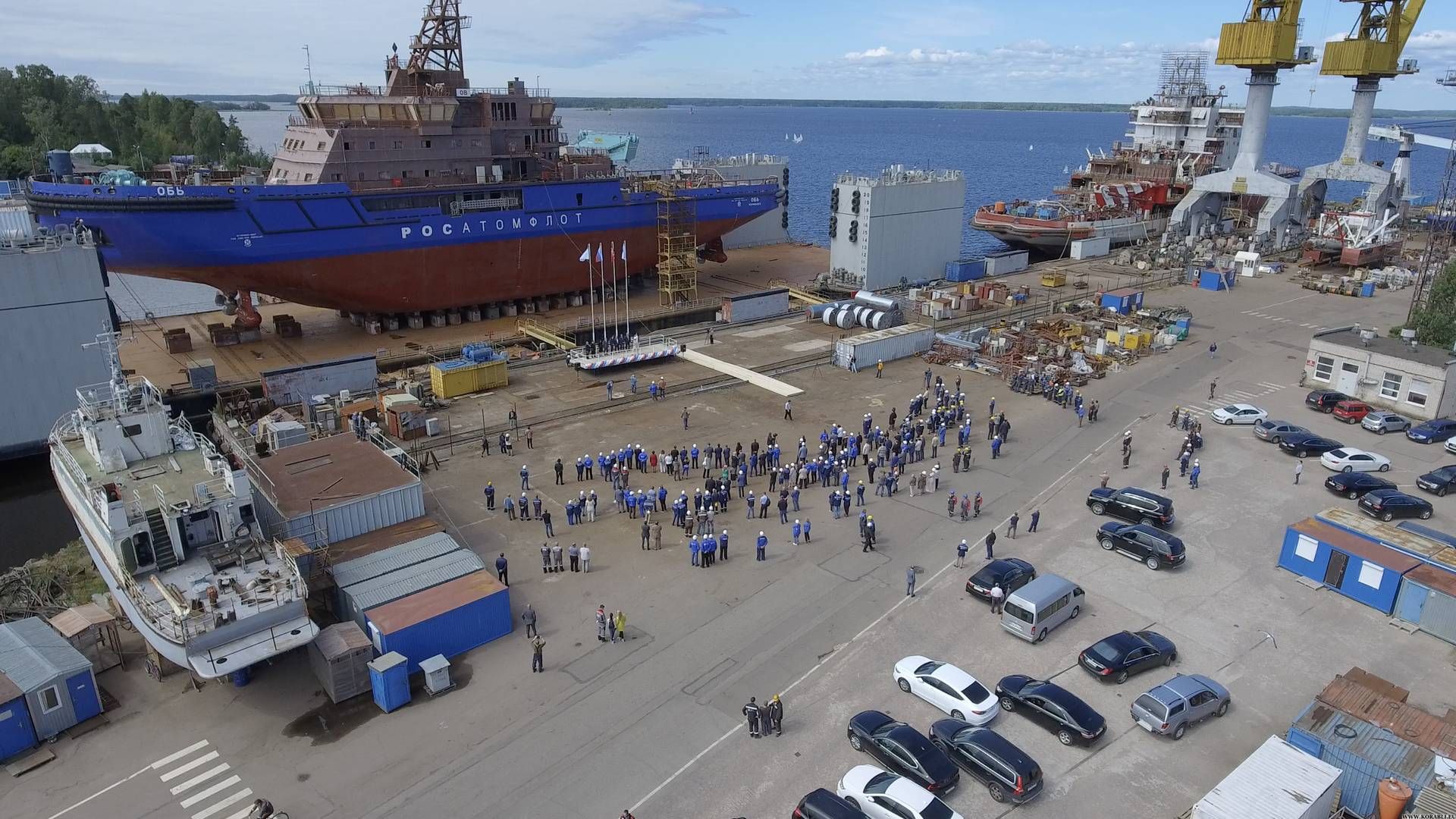 Портовый ледокол «Обь». Церемония спуска на воду