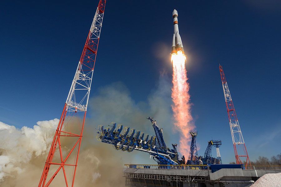 Пуск ракеты-носителя Союз-2 с космодрома Плесецк