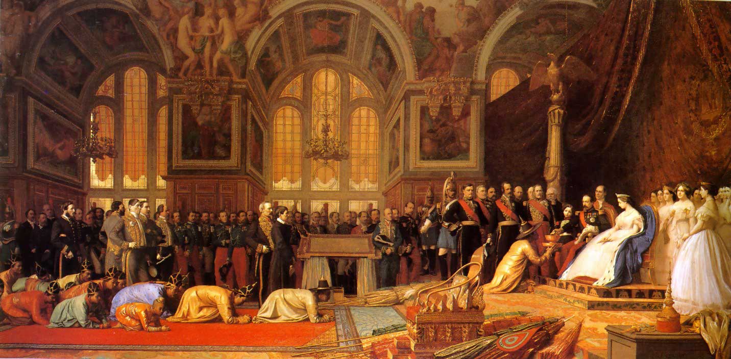 Жан-Леон Жером. Прием сиамских послов императором Наполеоном III (1808-73) во Дворце Фонтенбло, 27 июня 1861 года.