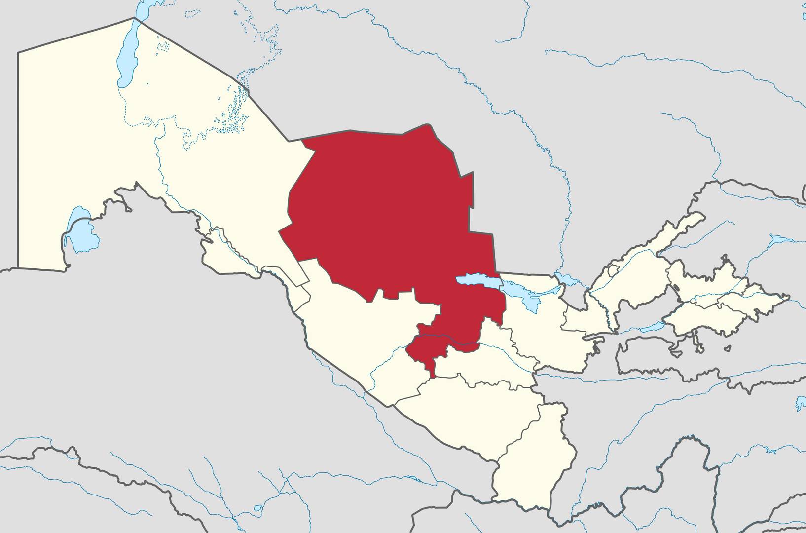 Навоийская область на фоне всего Узбекистана