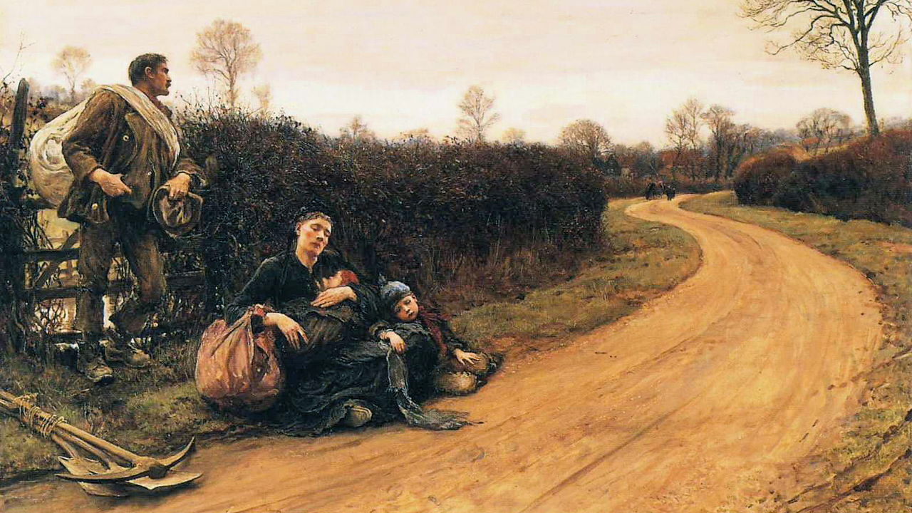 Губерт фон Геркомер. Тяжёлые времена (Фрагмент). 1885