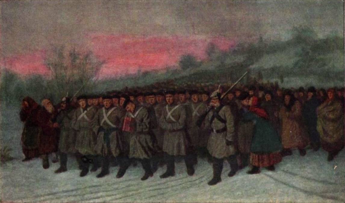 Леонид Соломаткин. Проводы рекрутов. 1869