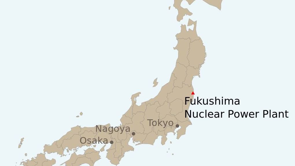 Расположение атомной электростанции Фукусима I. Япония