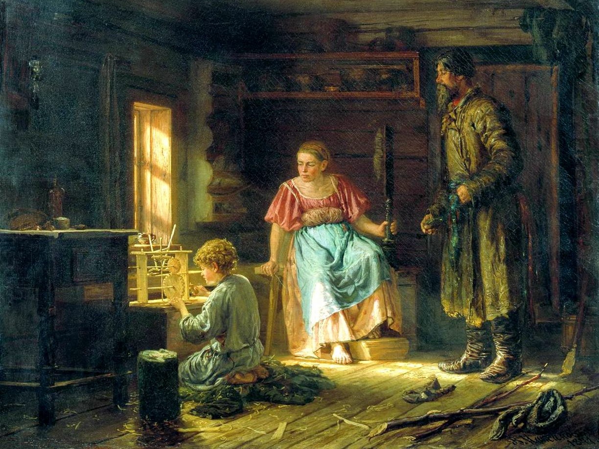 Василий Максимов. Мальчик-механик (фрагмент). 1871