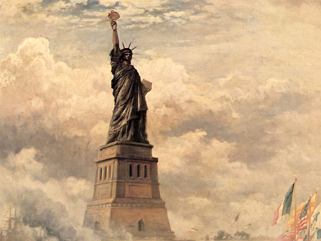 Эдвард Моран. Статуя Свободы, просвящающая мир (фрагмент). XIX век