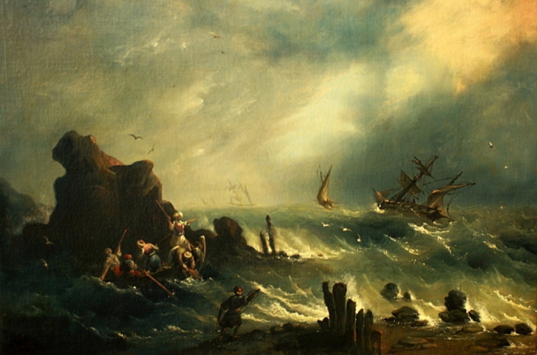 Иван Айвазовский. Буря на турецком побережье (фрагмент). 1858