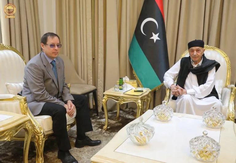 Переговоры посола России в Ливии Айдара Аганина и спикера Палаты представителей Ливии Агилы Салеха