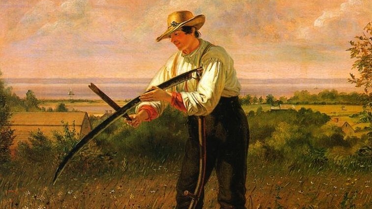 Уильям Сидней Маунт. Фермер затачивает свою косу (фрагмент). XIX в.