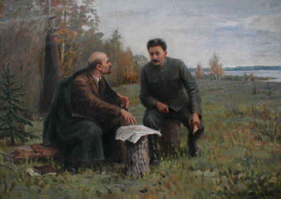 И. Владимиров. В.И.Ленин и И.В.Сталин летом 1917 года.