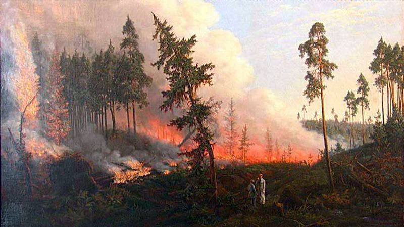 Викентий Духовский, Лесной пожар (фрагмент) 1860