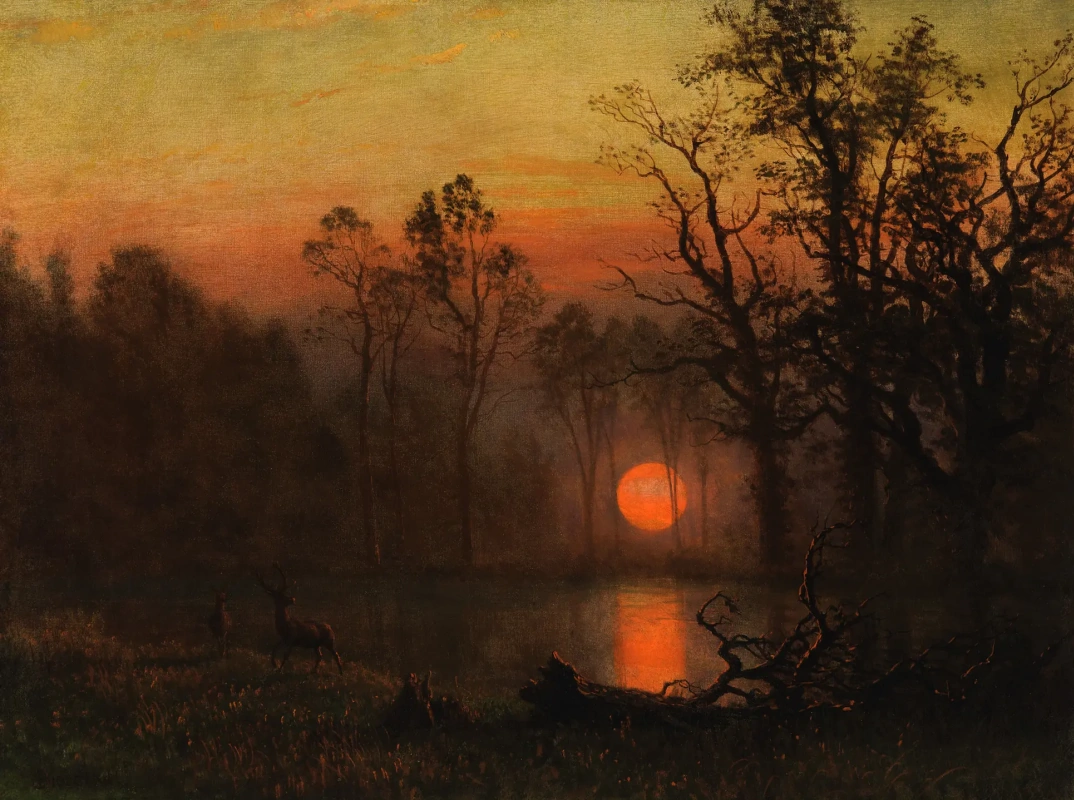 Альберт Бирштадт. Закат над долиной реки. 1887