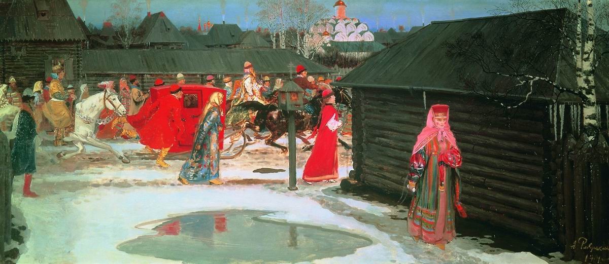 Андрей Рябушкин. Свадебный поезд в Москве. 1901
