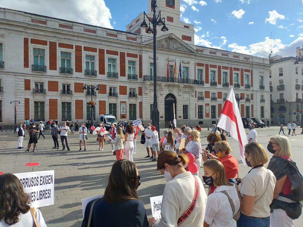 Акция протеста белорусской диаспоры в Мадриде 30 августа 2020 г.