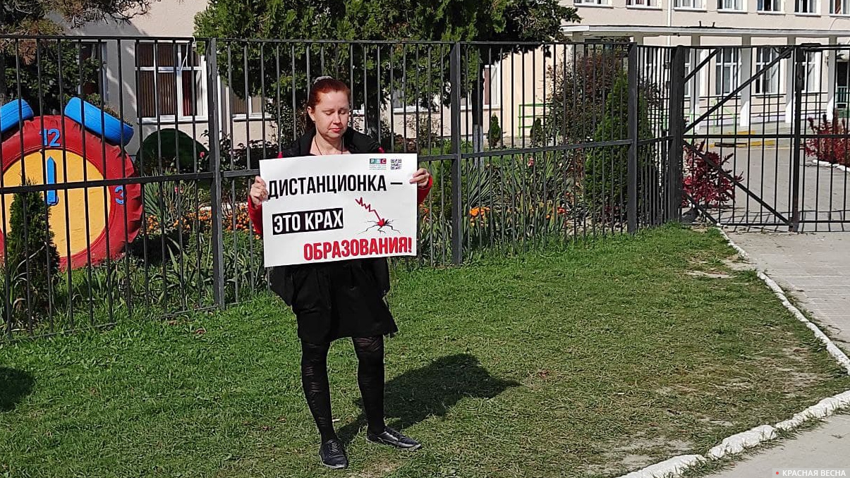 Пикет против «дистанционки» в Новороссийске