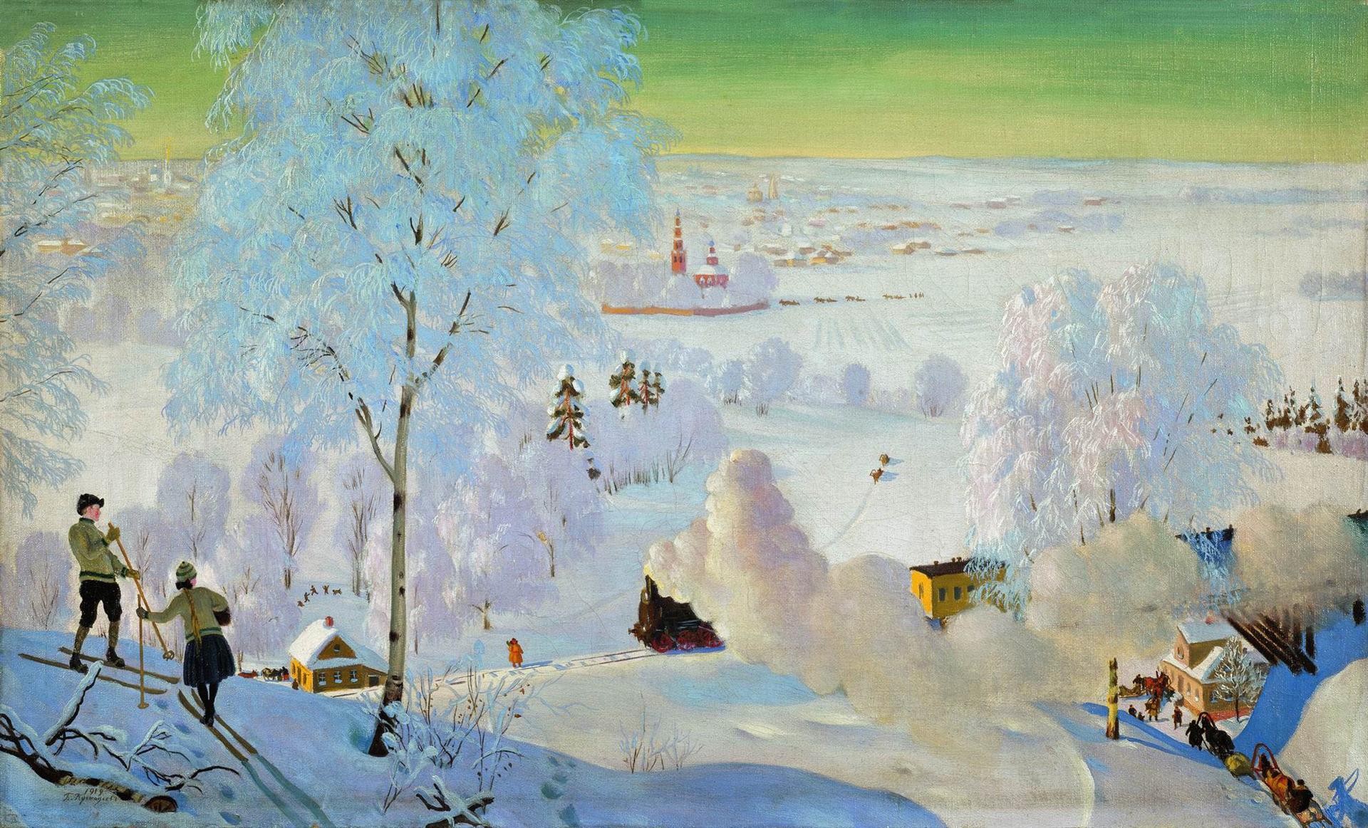 Борис Кустодиев. Лыжники. 1919
