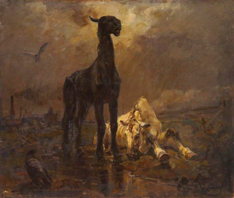 Георгий Савицкий. Лошади на свалке. 1917
