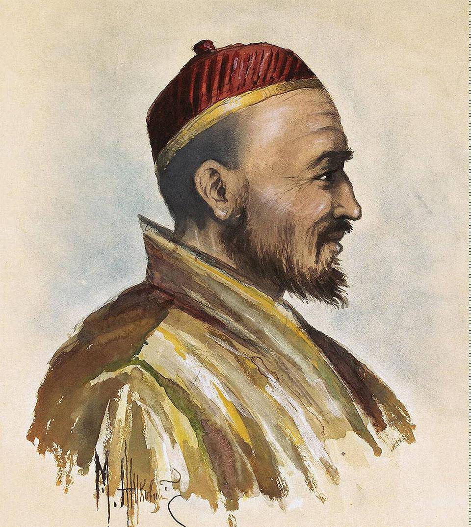 М. Жуковский. Портрет доктора П. А. Бадмаева (фрагмент). 1880 г.