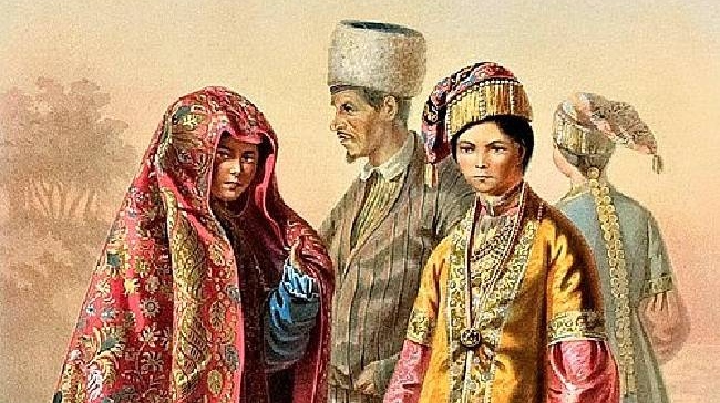 Казанские татары в национальных костюмах. 1862 г.