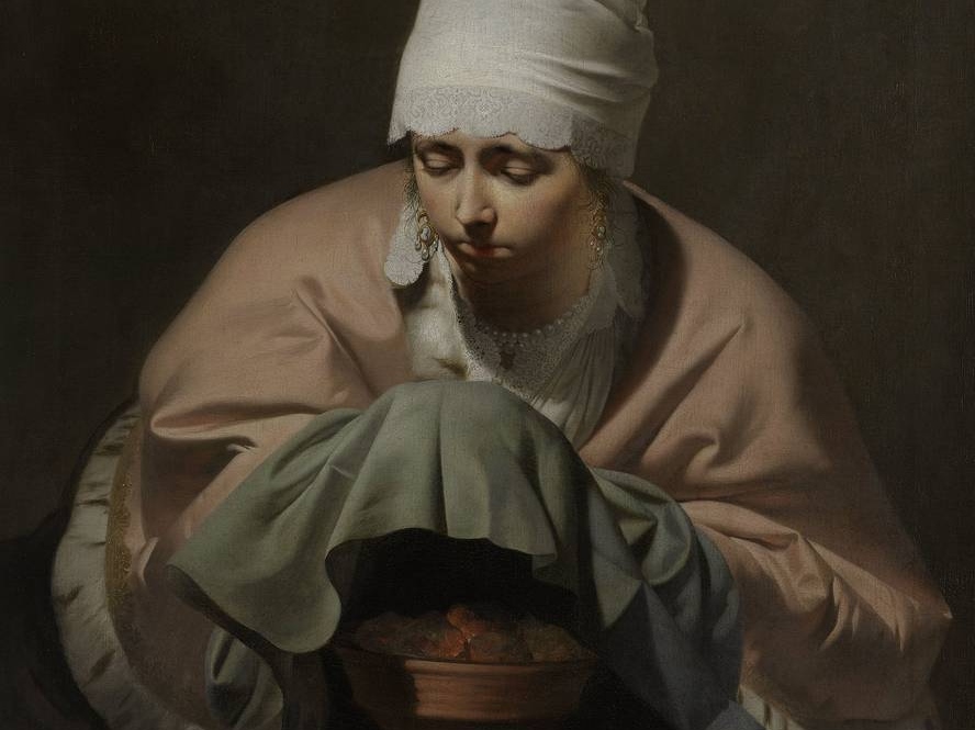 Цезарь ван Эвердинген. Женщина, согревающая руки над жаровней (фрагмент). 1644-1648