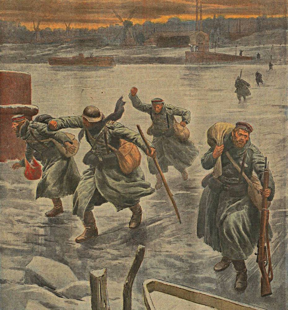 Немецкие дезертиры бегущие в Голландию. 1917 г