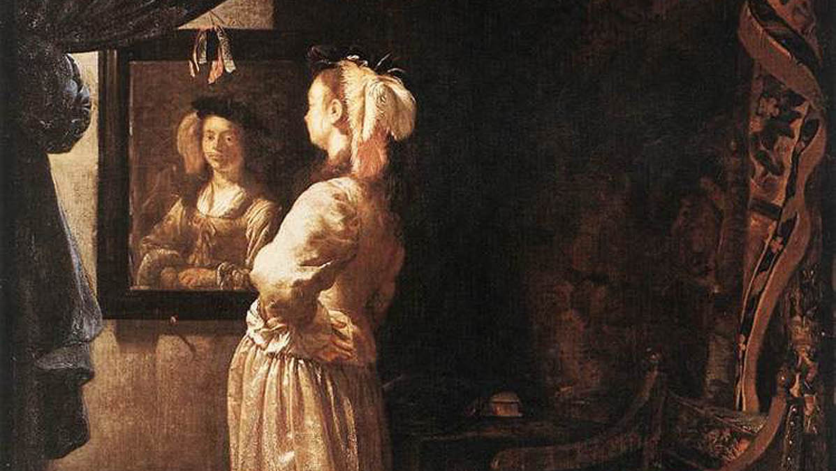 Франс Миерис. Женщина перед зеркалом. 1670