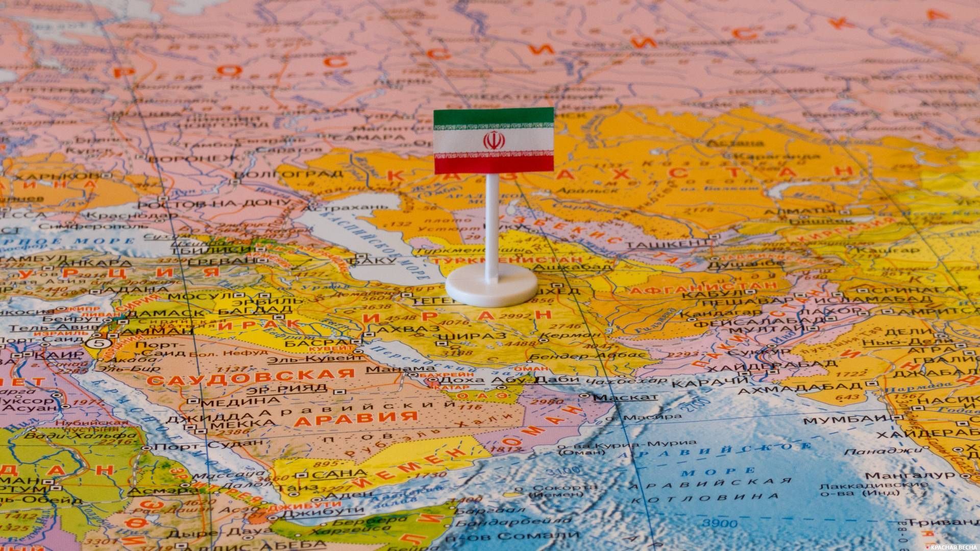 Иран с флагом на карте мира, 2017